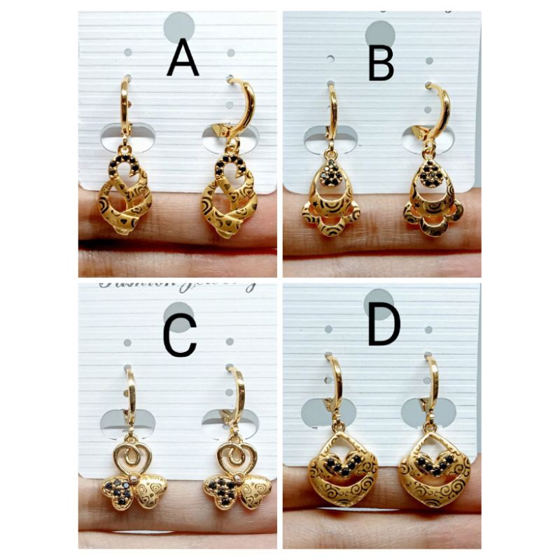 RJJ12. Anting xuping wanita lapis emas dgn mata zircon