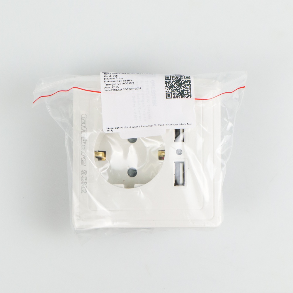 Taffware Stop Kontak Dinding EU Plug dengan 2 USB Port - SCN2 - White