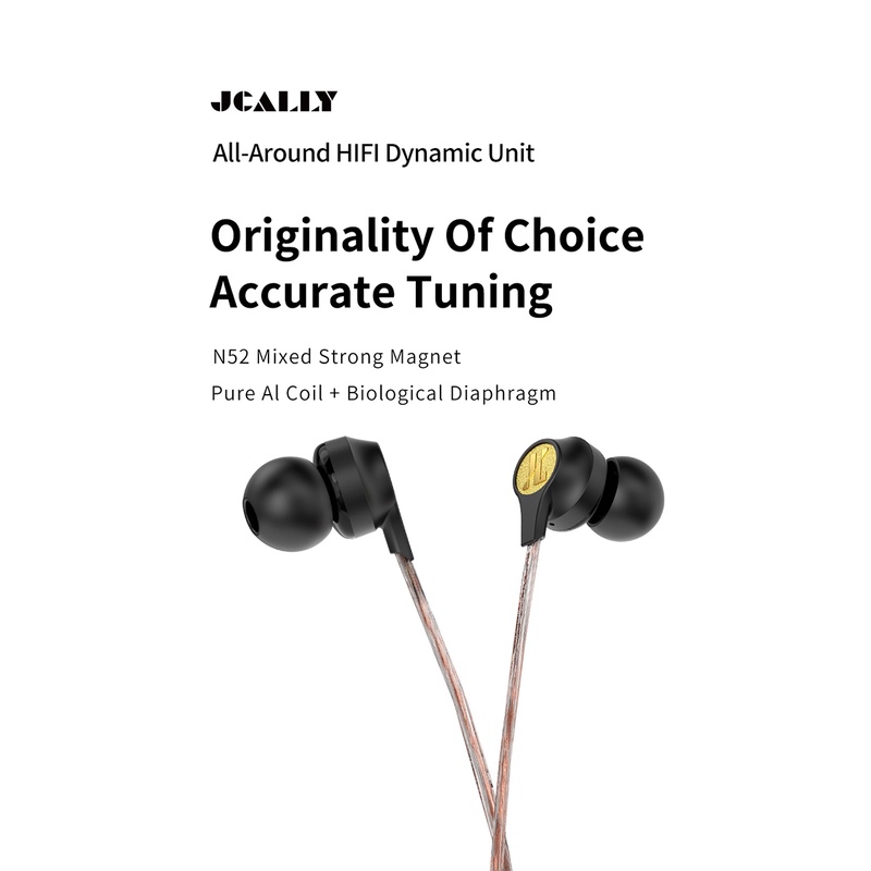 JCALLY AT1 Wired Earbuds In-Ear Earphone Moving Coil Fever Music High Sound Quality HIFI for Music Gaming