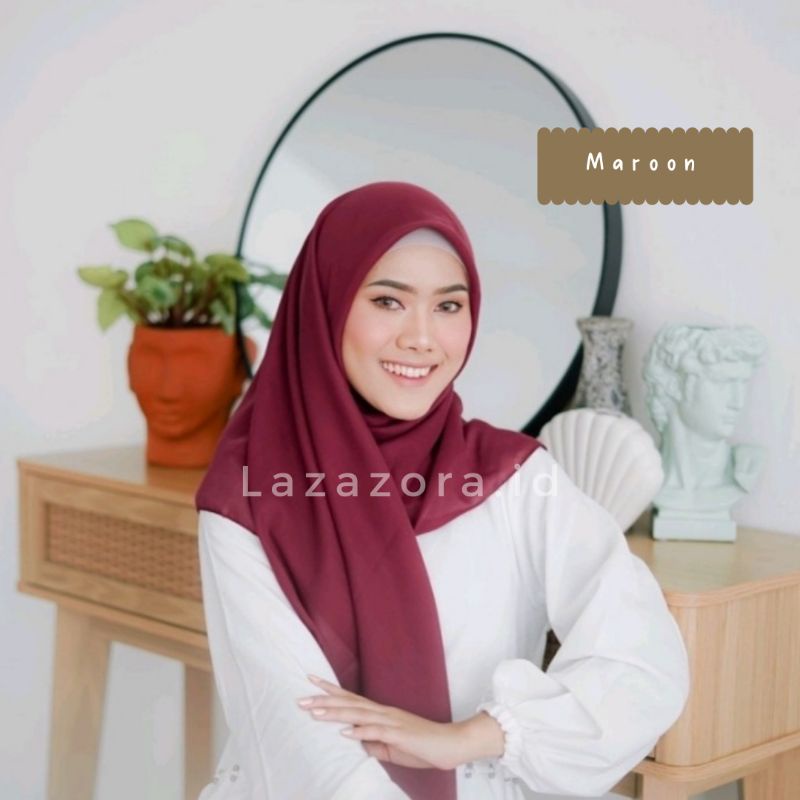Hijab Segiempat Paris Premium Original Jahit Tepi 115×115 Cm Murah Anti Nerawang Tebal Anti Letoy Anti Mleyot-Maroon