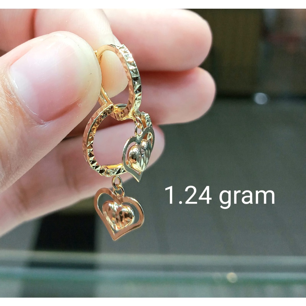 Anting Emas Jepit Full Ukir Love 70% 1.24 Gram