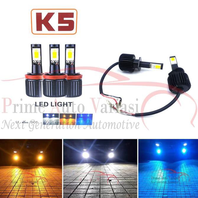 STAR SELLER TG LAMPU LED MOBIL H11 TURBO LED 3 WARNA K5 SOCKET H11 UNIVERSAL #6