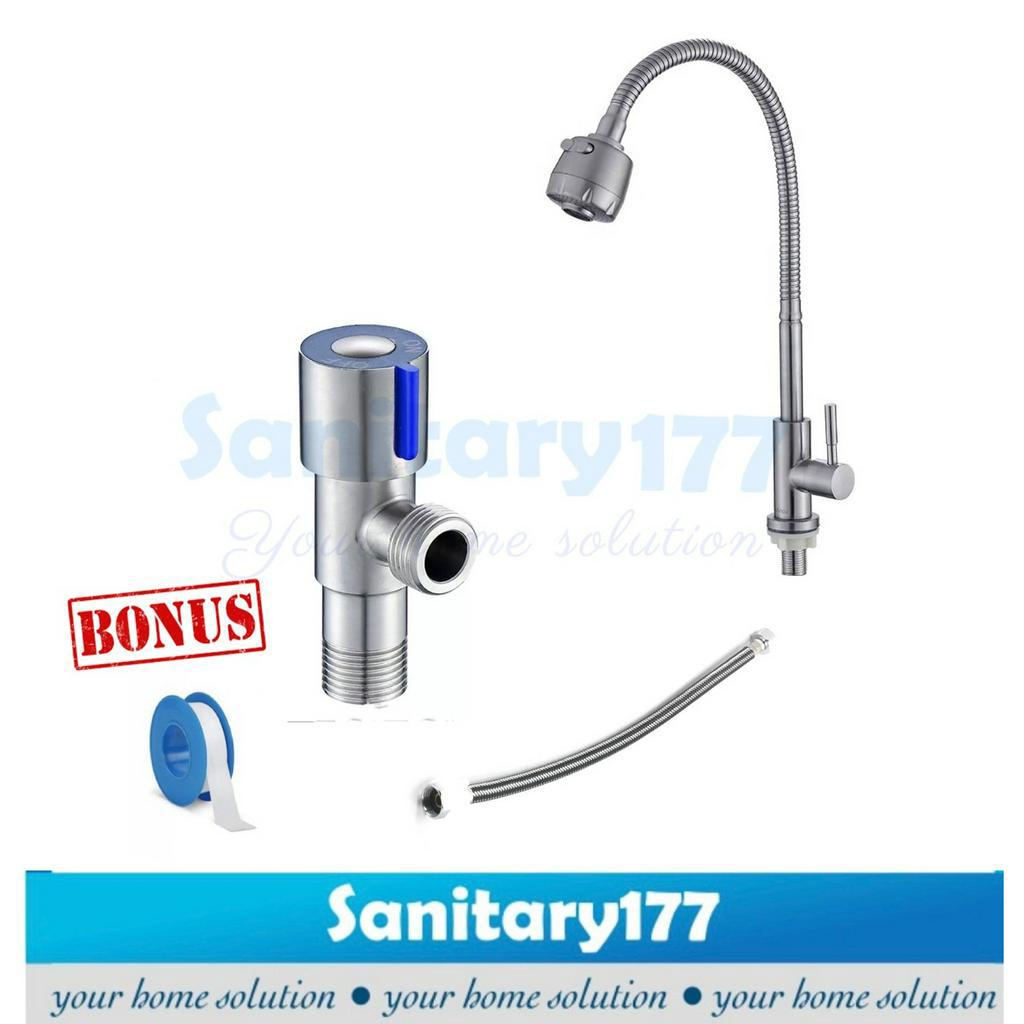 bundling kran Air dapur sink Fleksibel Fv20 Fv19 + selang air fleksibel dan stop kran keran air stainless 304 meja cuci piring