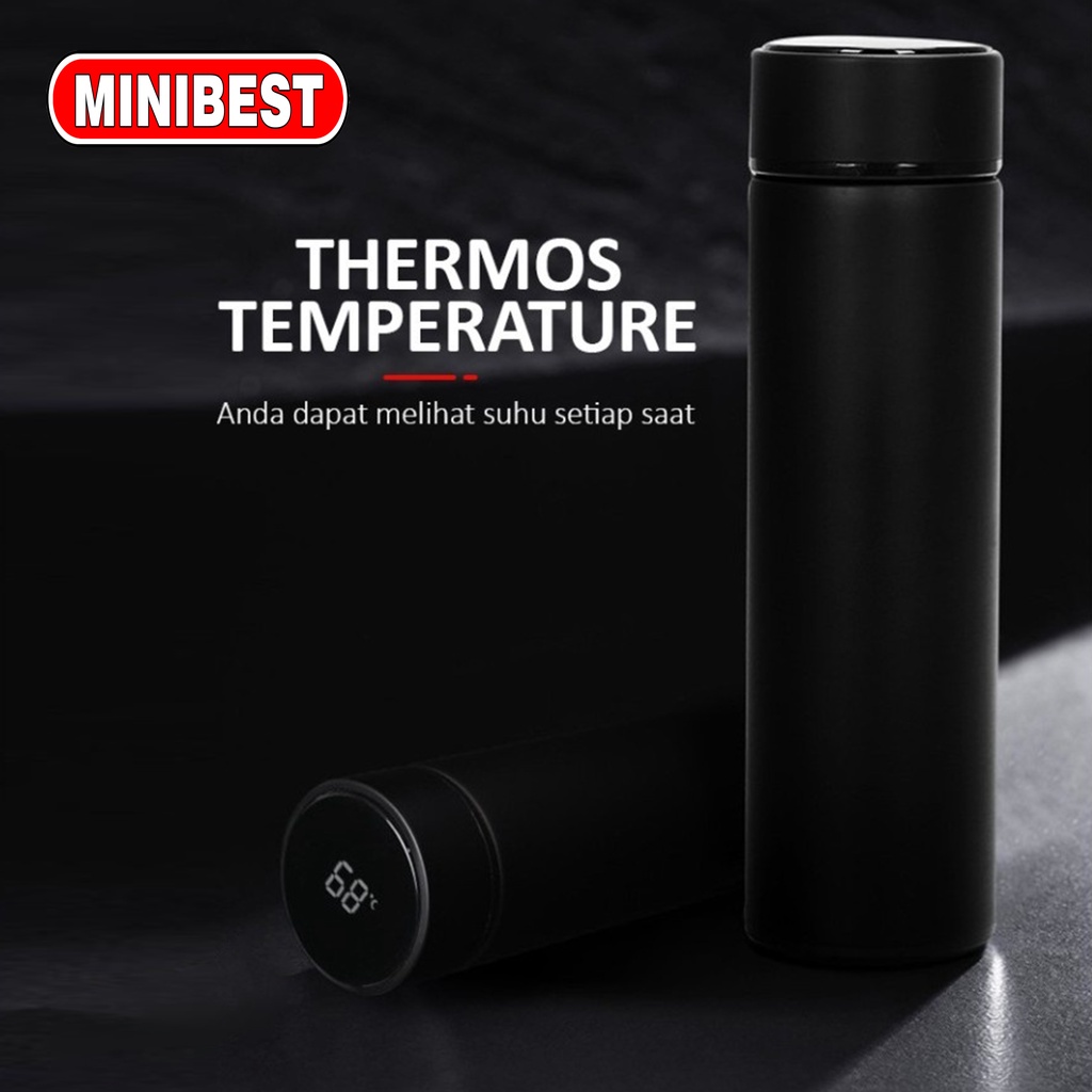 Minibest Termos Led Digital Display Suhu Temperatur Warna Doff Karet 500ml Tahan Panas Dingin Lama