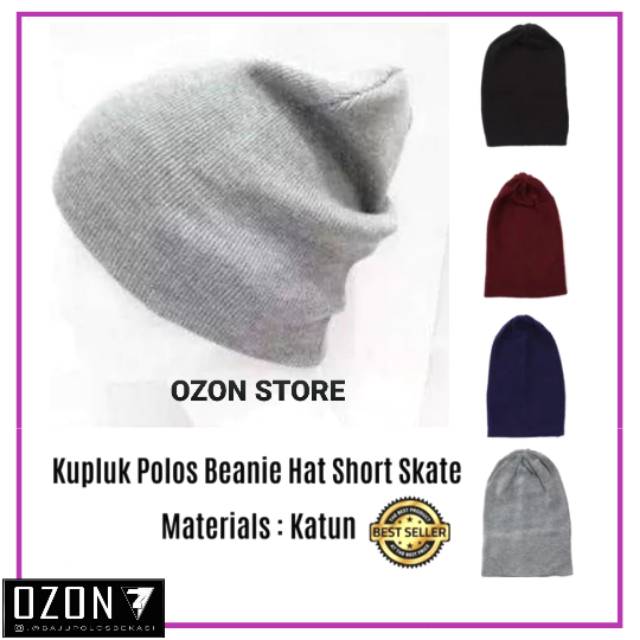 Short Beanie Hat Skate Caps Distro / Kupluk Rajut KATUN Polos Abu Muda Misty