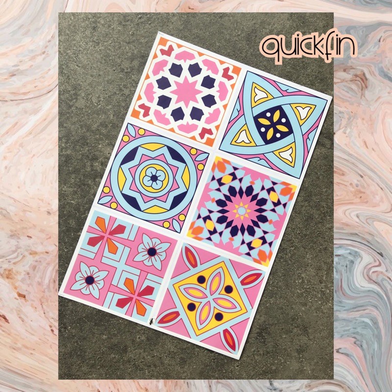 

stiker tiles pink
