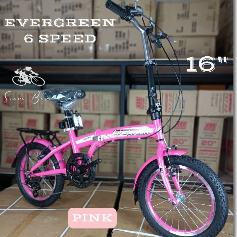 SEPEDA LIPAT EVERGREEN FOLDING 16 INCH 2106 6 SPEED