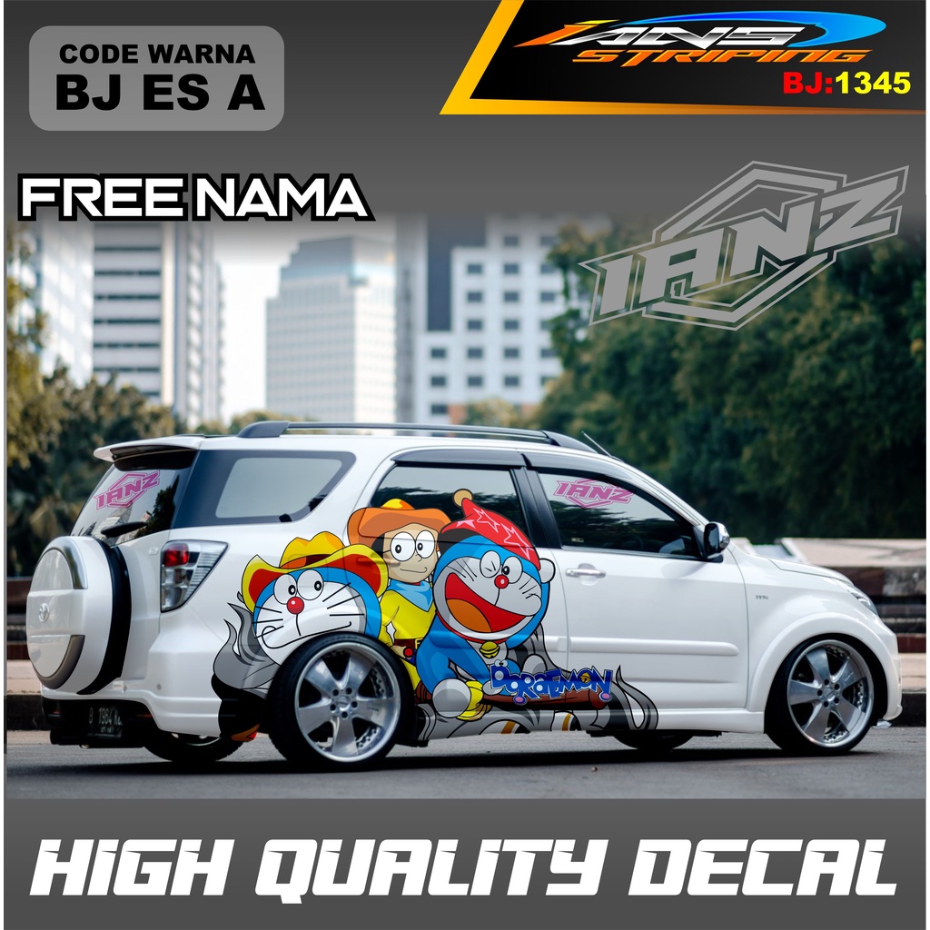 DECAL STICKER DORAEMON MOBIL TERIOS TOYOTA RUSH AVANZA INNOVA XENIA PAJERO DLL / STIKER MOBIL TERMURAH