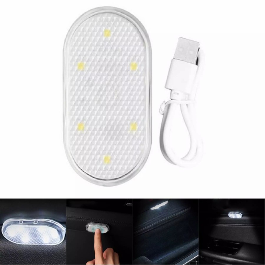 Lampu Tempel Plafond Mobil/Lampu LED Touchscreen/Plafon kabin bagasi sentuh Mobil Lemari Recharge Touch Sentuh Magnet automatis nyala/Lampu Kabin Mobil StarHome Lampu Interior Mobil C01/Touch Light/Omextra Lampu Sentuh USB/6 LED Plafon Laci Kolong Mobil