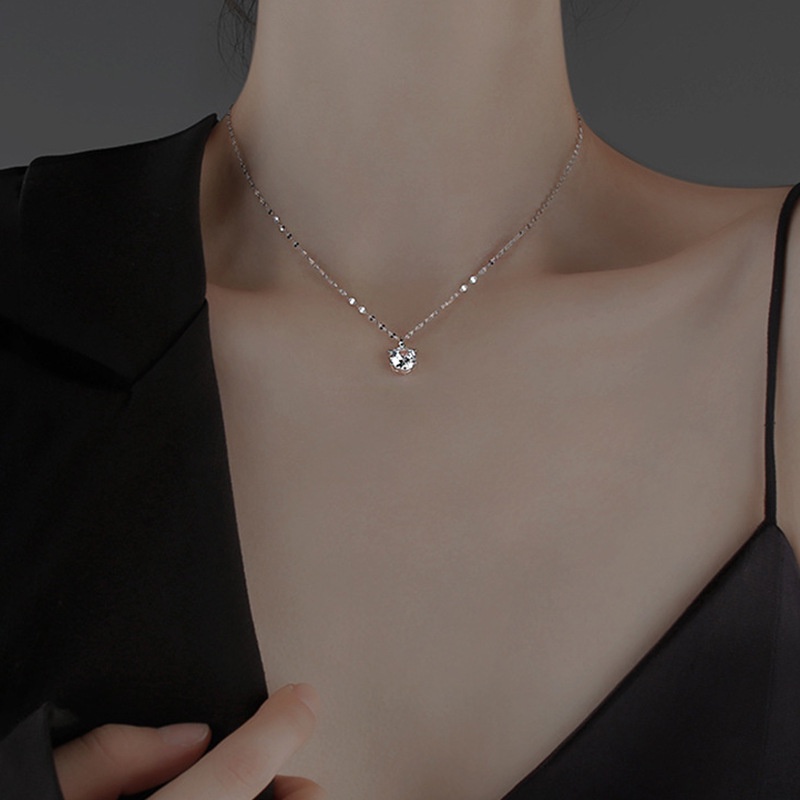 Kalung Choker Rantai Silver 925 Hias Berlian Imitasi Untuk Wanita