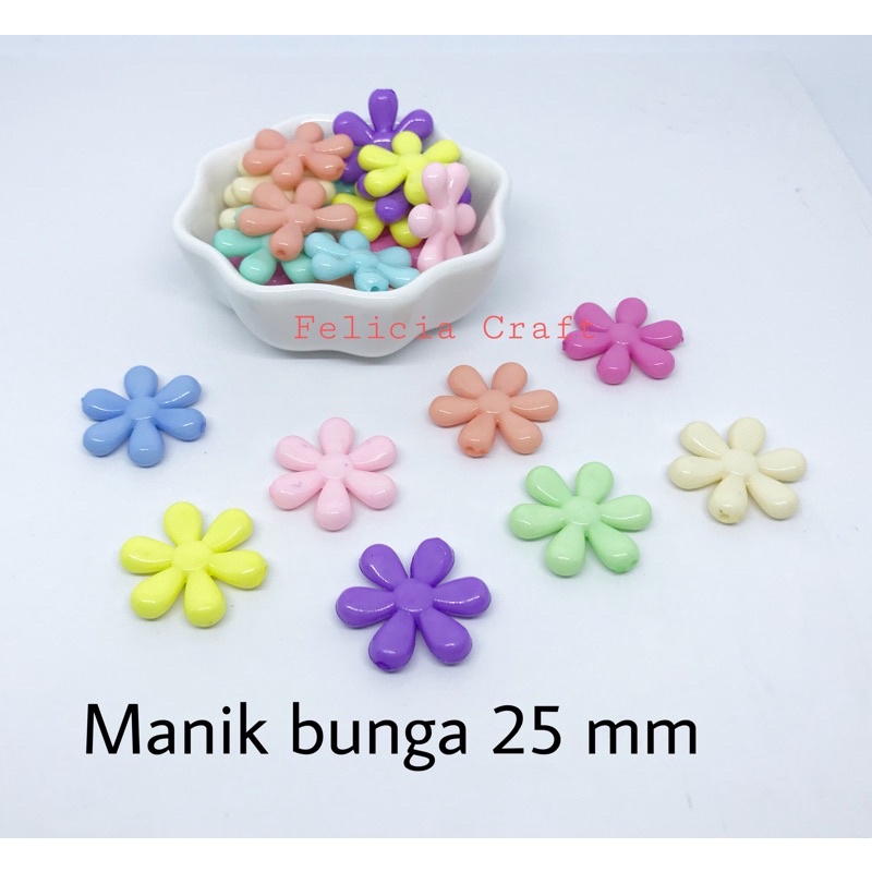 20gram. Manik bunga daisy pastel jelly AB 25 mm