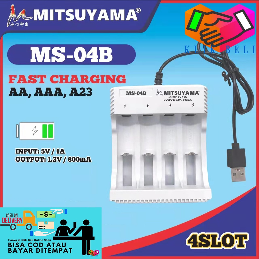 Jual Battery Charger Alat Cas Baterai Usb 4 Slot Aa A3 A23 Ms 04b