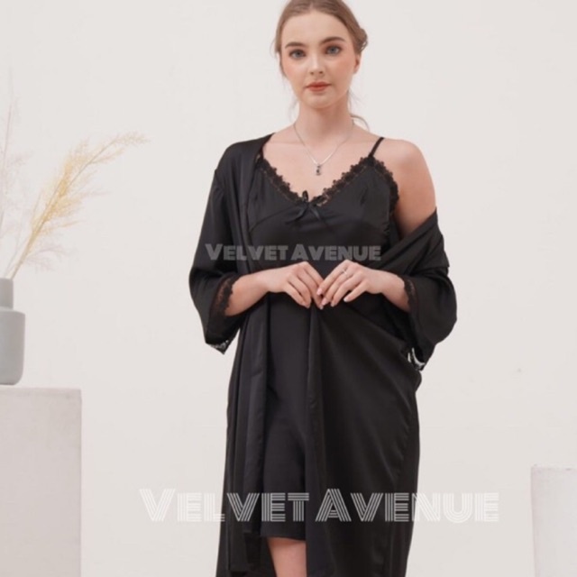 Baju Tidur Kimono Wanita Brides Bride 864 Silk Satin Premium Polos Putih Murah Import