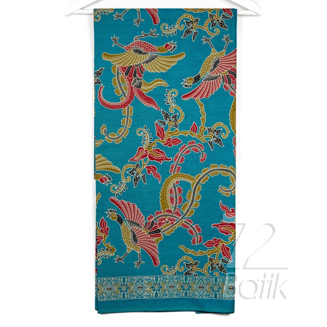 KAIN BATIK KATUN Premium Motif Burung Warna Hijau Tosca Merah Kuning 727626 Cap 72 Jarik Jarit Samping Kebat Panjang Batik Katun Modern Premium Bahan Seragam Batik Pernikahan Kantor Keluarga Murah Kamen Jadi Batik Bali Lembaran