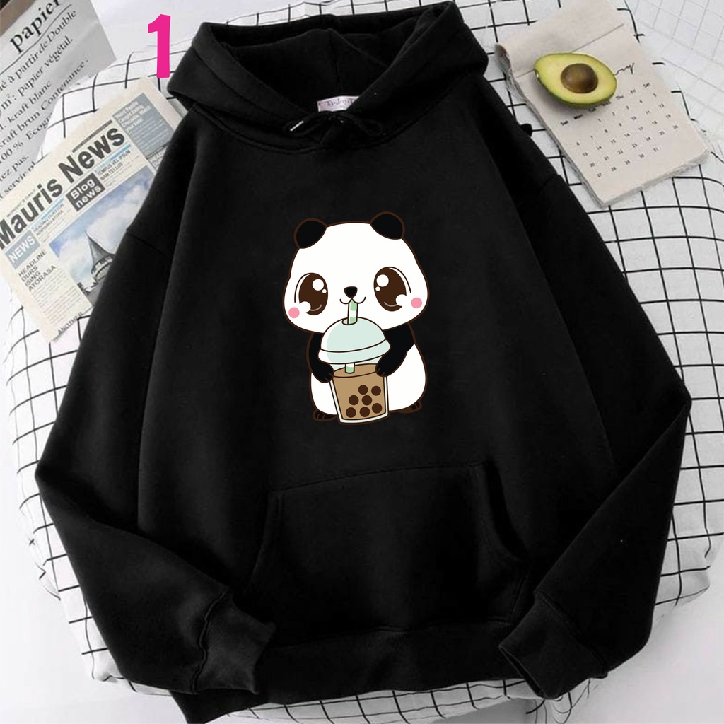 JAKET HOODIE ANAK KARAKTER HEWAN KOREAN STYLE PANDA BOBA