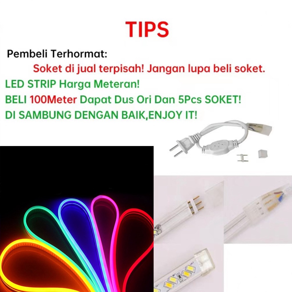 NEON Flex/Lampu LED Strip Neon Flexible LED Strip Flexible perMeter 220V IP65 WATERPROOF