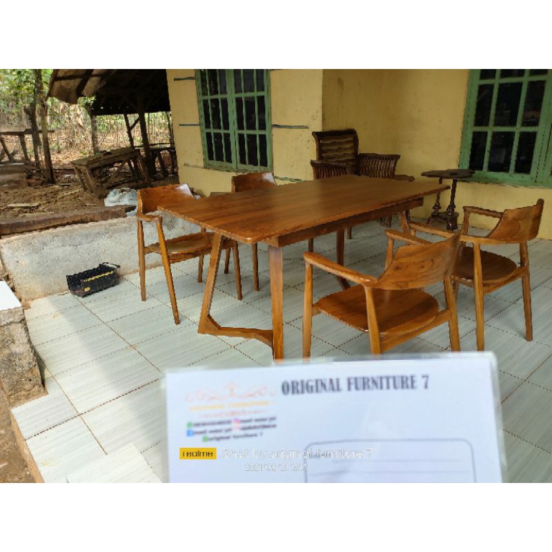 set meja makan terbaru jati Jepara. meja makan minimalis modern, meja makan jati solid