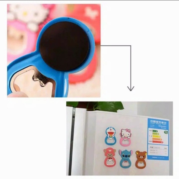 Pembuka Tutup Botol Dengan Magnet Motif Aneka Karakter Kartun Bottle Opener