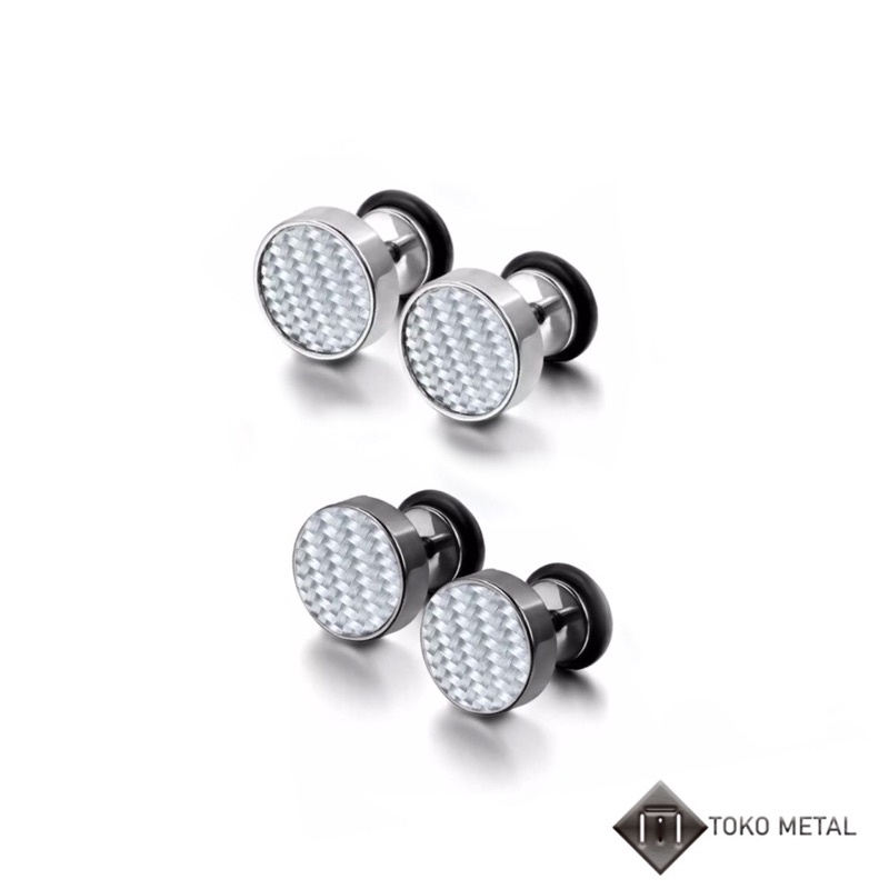 Anting 100% Titanium Kualitas Tinggi Tindik/Pircing Serat Karbon Untuk Pria [ Toko Metal ]