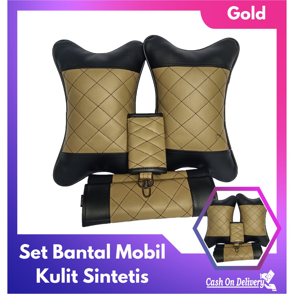 Set Bantal Mobil 3 in 1 Premium 2 Bantal Mobil 2 Seatbelt Dan Kunci STNK