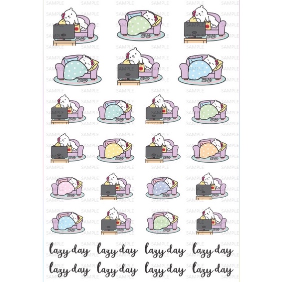 

Sticker White Bear Lazy Day BUJO Bullet journaling