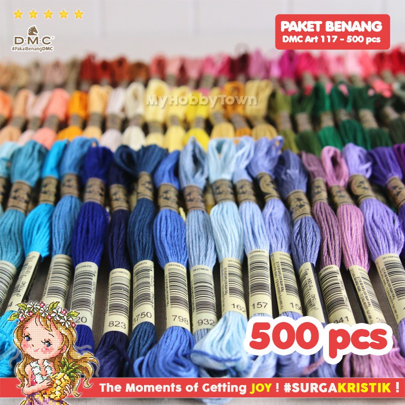 Paket Lengkap 500 Pcs Benang Sulam Kristik DMC Art 117 - 100% Katun