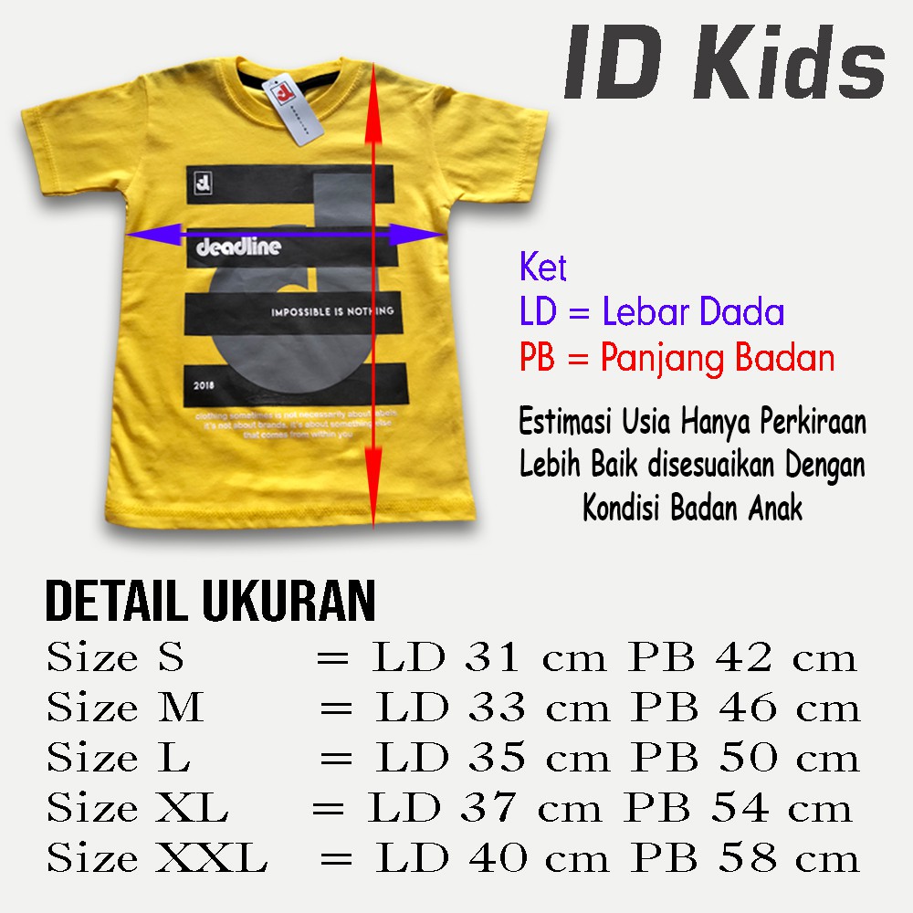 Kaos Anak Distro Deadline Kuning 143