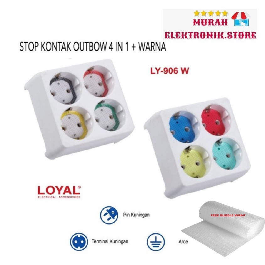 STOP KONTAK ARDE OB 4 IN 1 LUBANG WARNA LY-906 W LOYAL STEKER COLOKAN SOCKET