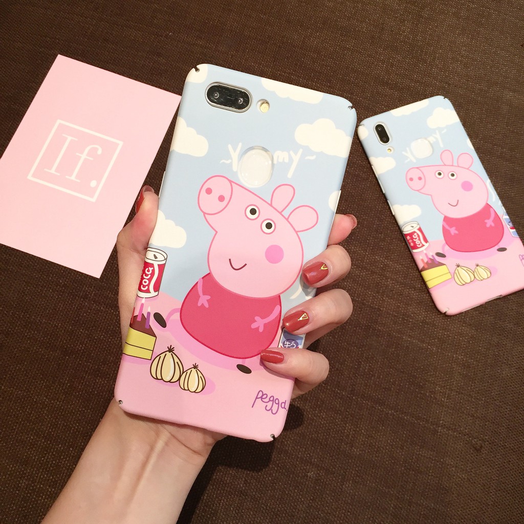 Hard Case Bahan PC Motif Kartun Babi Warna Pink Untuk Oppo R15 R9s