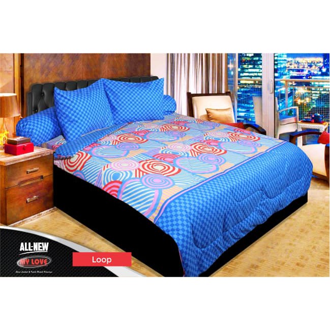 BEDCOVER SET MY LOVE LOOP No.1 KING 180 T30 BCS RING PANAH KOTAK CATUR