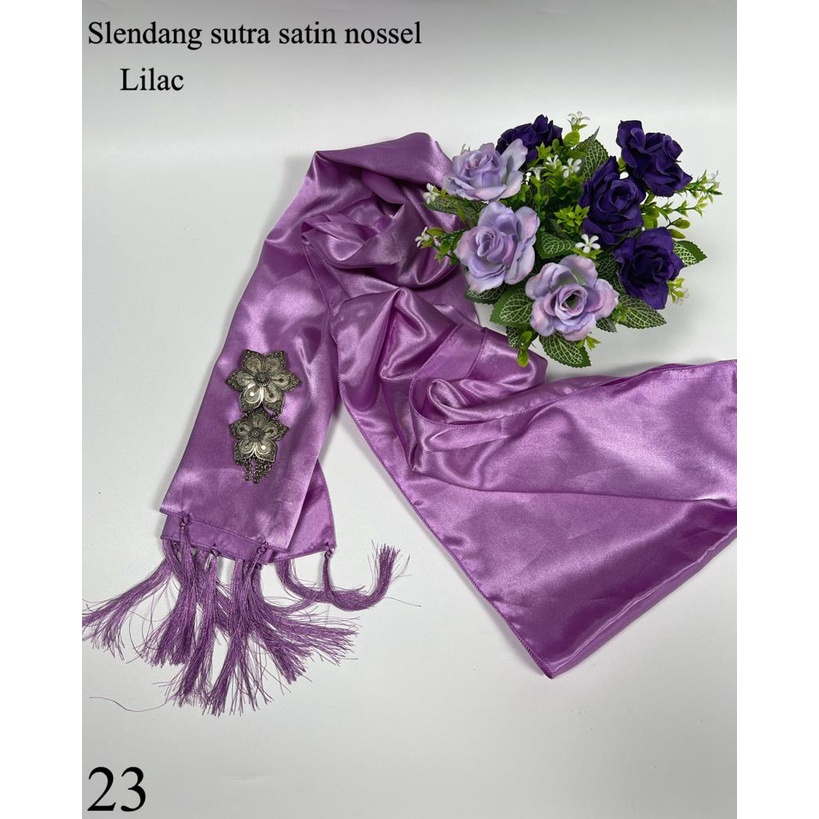 Selendang Satin Silk Ronce / Selendang Satin Silk Nossle / Selendang Satin Sutra Ronce-Lilac