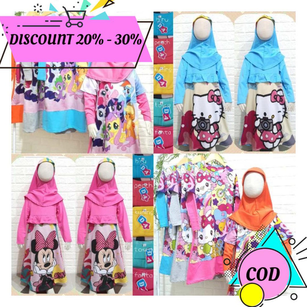 (BAYAR DITEMPAT) BISA COD GROSIR GAMIS HIJAB DEDINA DENA GAMIS KARAKTER ANAK AA1762