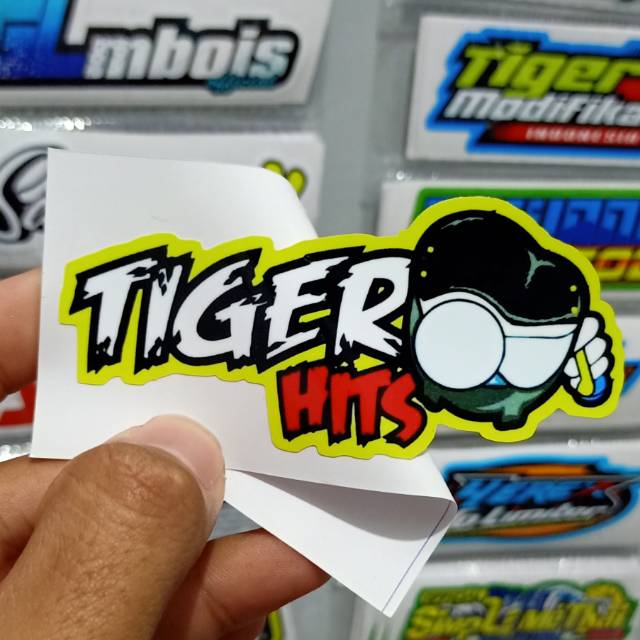 Sticker printing tiger hits logo motor