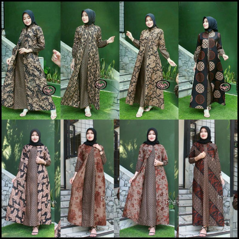 Cinta Maxy by Titiek Batik ; Gamis Batik Cantik Model Cardi Inner Nyatu Real Pict ORIGINAL PEKALONGA