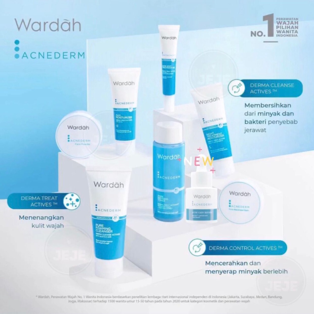 Wardah Acnederm | Serum Cleanser Toner Moisturizer Spot Gel Blackhead Balm Powder