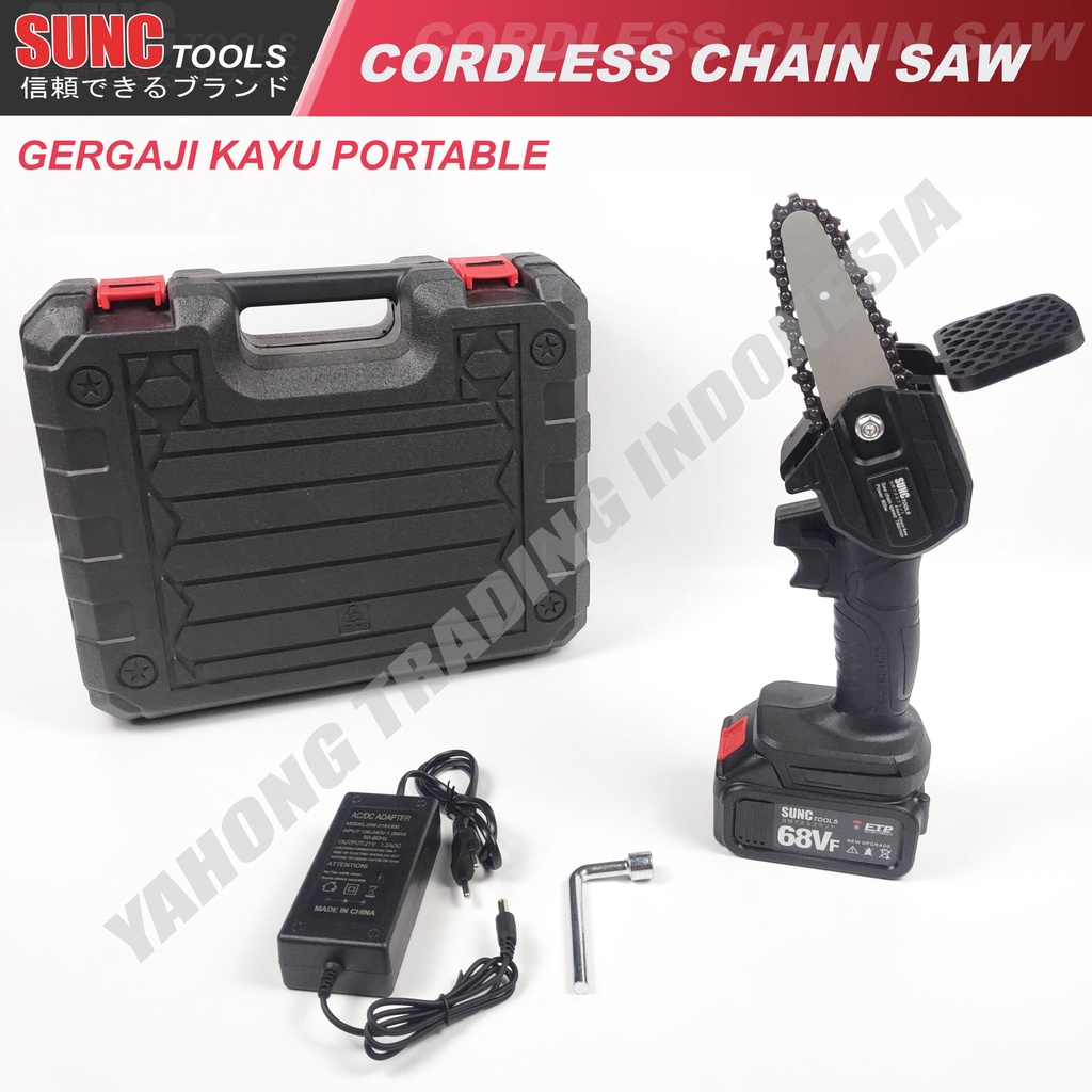 Gergaji Kayu Baterai Cordless Chain Saw Gergaji Portable 4 inch 68Vf 68 V SUNC TOOLS