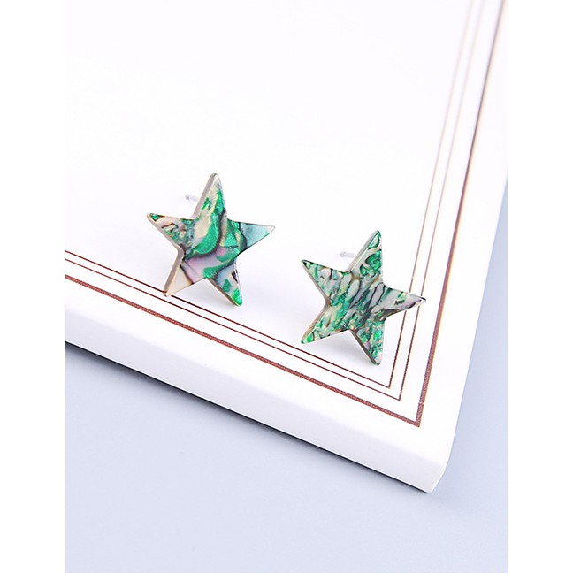 LRC Anting Tusuk Fashion Color Star Acrylic Plate Earrings F83791