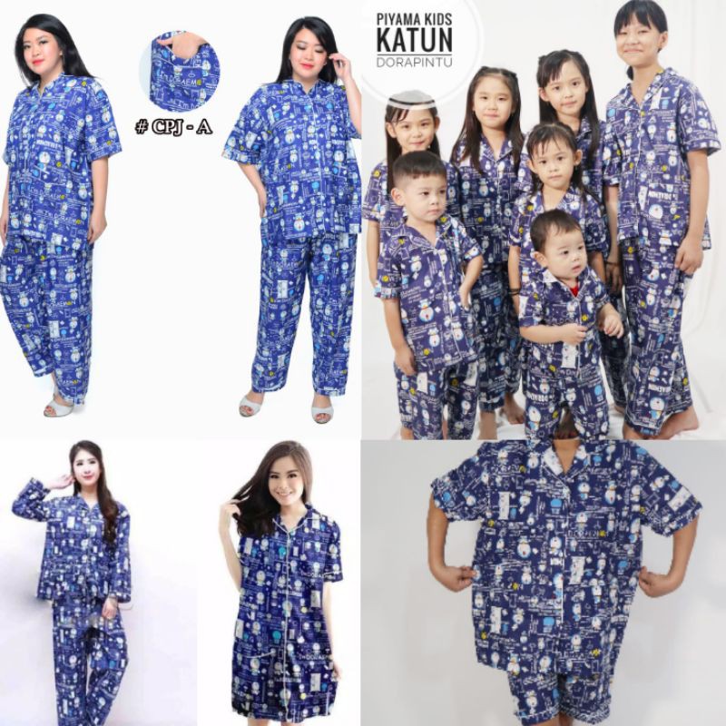 BAJU TIDUR COUPLE SET karakter robot kucing pintu bisa pasangan ibu dan anak