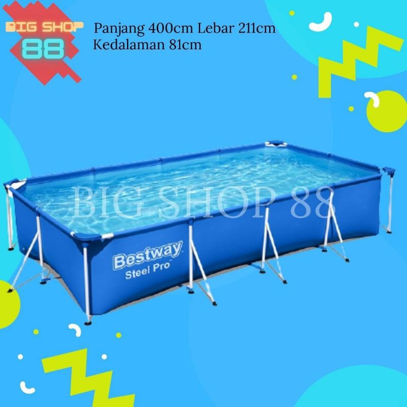 BESTWAY KOLAM RENANG FRAME SQUARE RECTANGULAR SWIMMING POOL 2.2M 2.5M 3M 4M ORIGINAL 100% TERLENGKAP