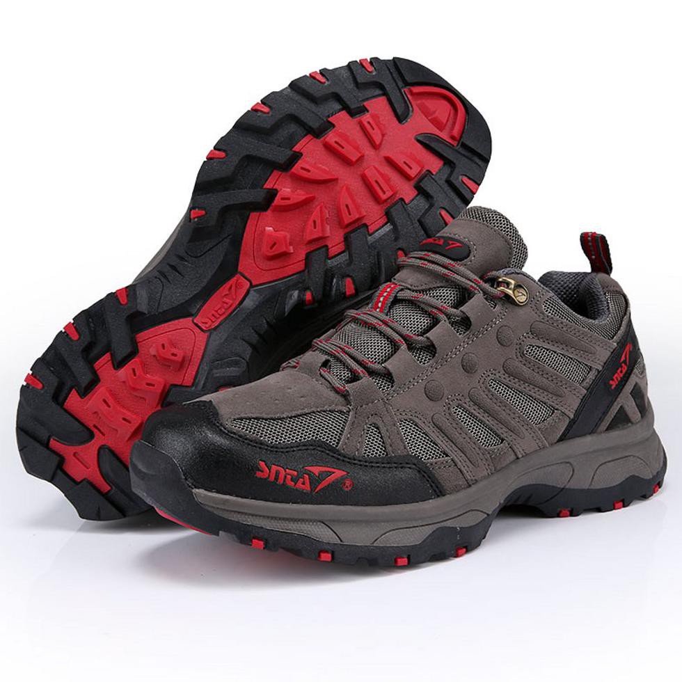 TERLARIS  Sepatu Gunung Semi Boot SNTA 432 Warna Abu Merah - Sepatu Hiking Pria TERBARU