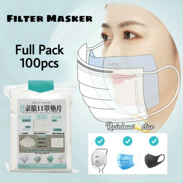 Masker Filter Isi 100pcs / Disposable Mask Filter / Refill Filter Tambahan Masker