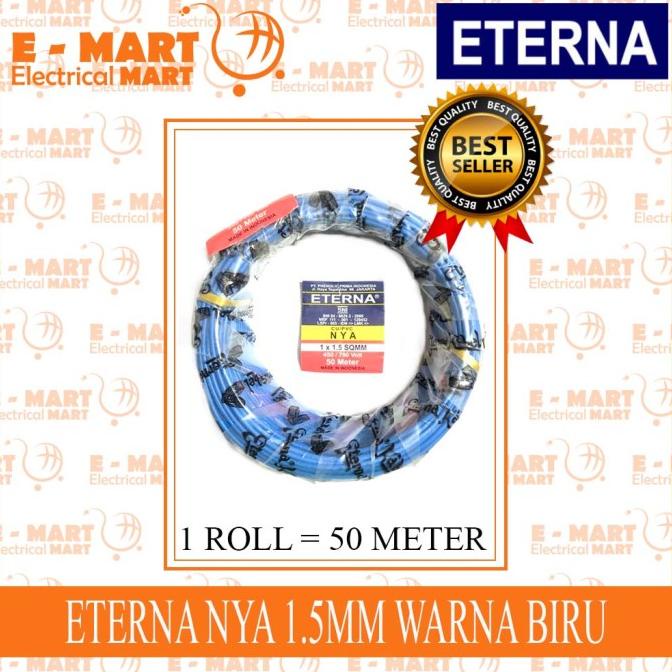 ETERNA KABEL NYA 1.5MM 50M KAWAT MERAH HITAM BIRU KUNING (GROSIR) SNI