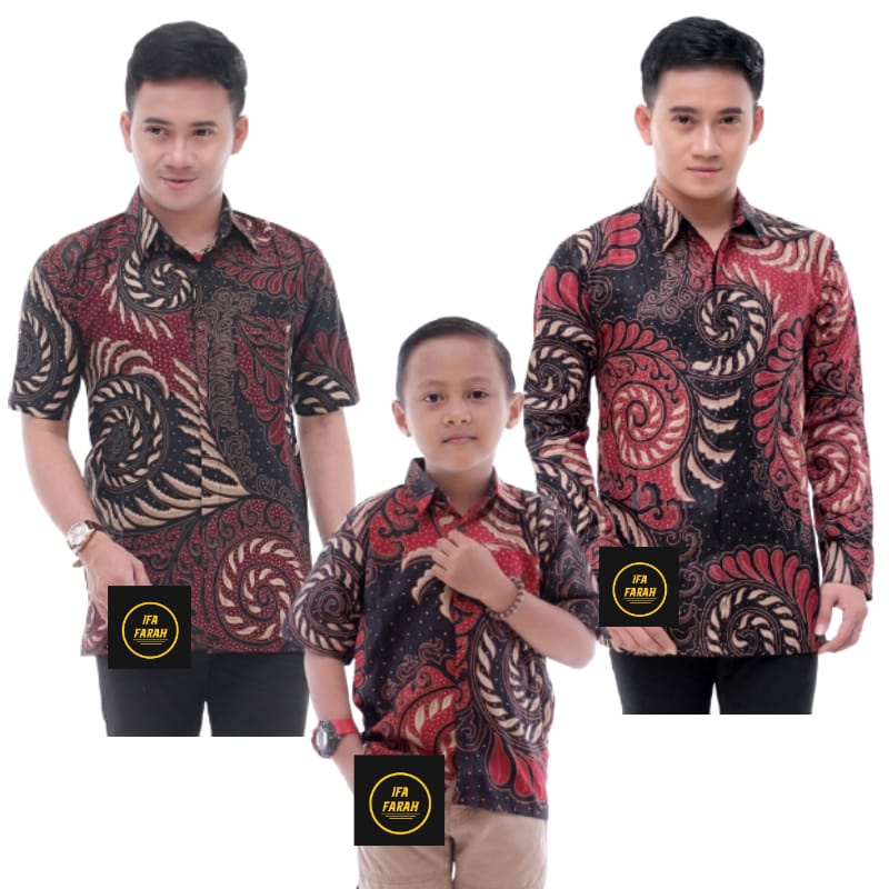 KEMEJA BATIK COUPEL AYAH ANAK MOTIF USER MERAH