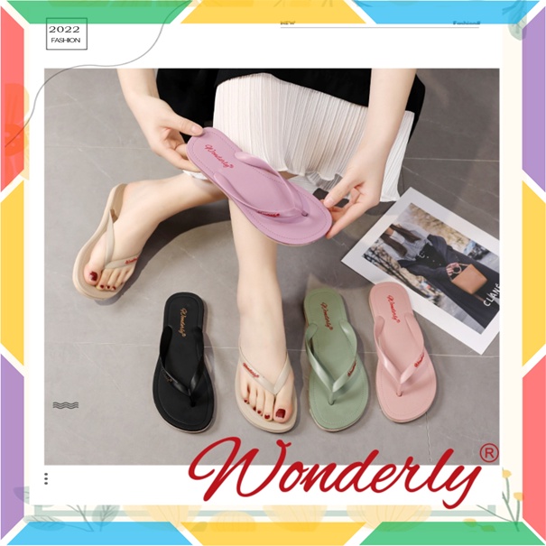 1001-2 Sandal Japit Jelly Wanita Wonderly Sendal Cewek Doff Polos Alas Karet Nyaman Glanzton