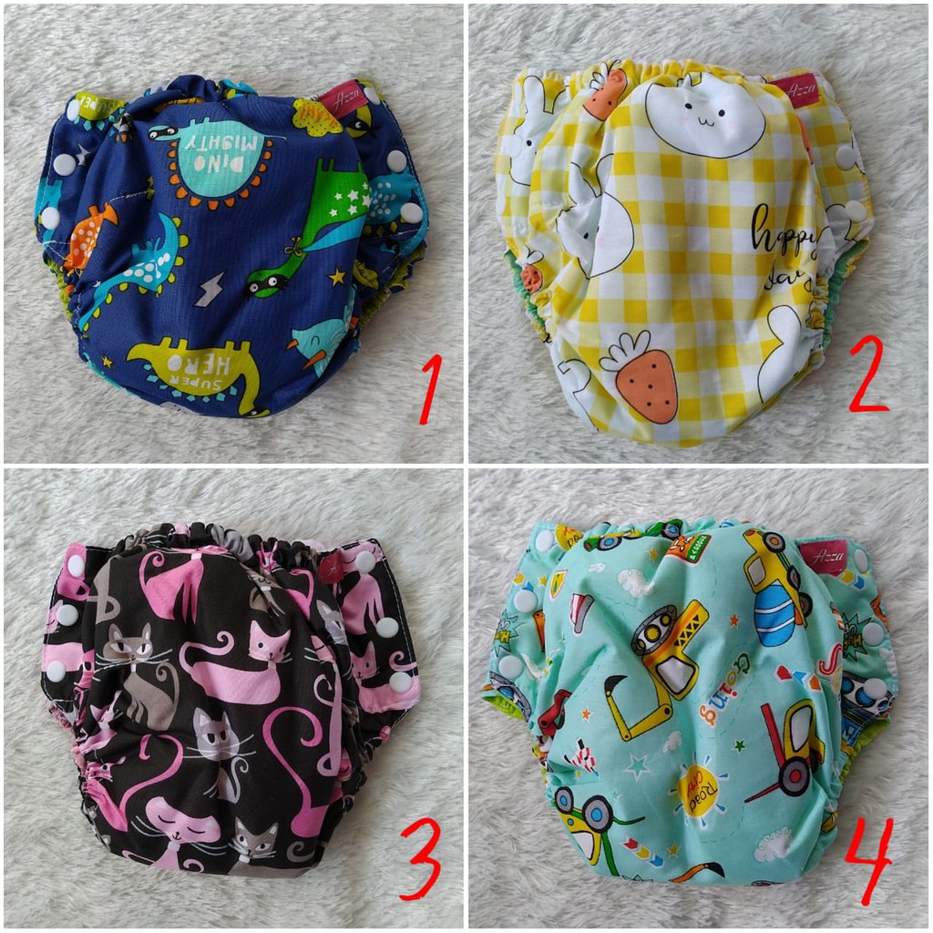 Popok Kain AZZA Berkancing Clodi Bayi Pempes Pempers Cuci Ulang Celana Perekat Snap Diaper Lampin