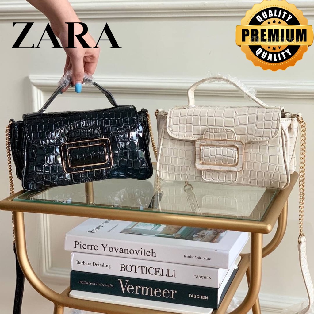 Tas wanita slempang import ZR Croco Top Handle Bag Z003 | ZR Animal Print Crossbody Bag