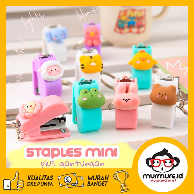 MURMURE.ID | STAPLES MINI LUCU STAPLER KARAKTER GANTUNGAN KUNCI HEKTER MINI IMPORT