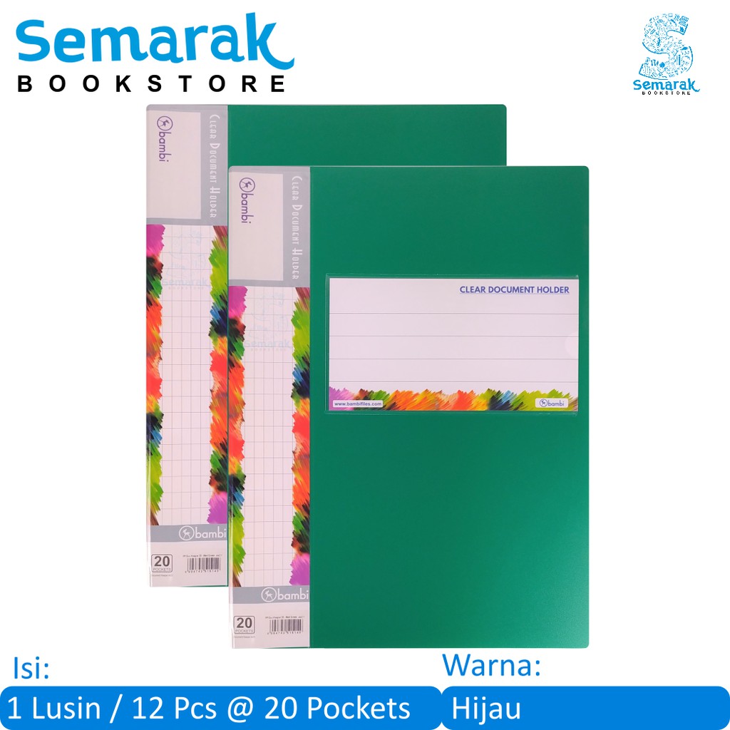 

Clear Document Holder Map Dokumen Bambi 4421 Folio 20 Pockets - Medium Green [1 Lusin / 12 Pcs]