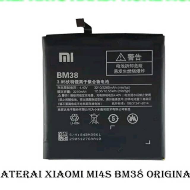 Baterai Batre Battery Xiaomi Mi4s Mi 4S Bm38 Original