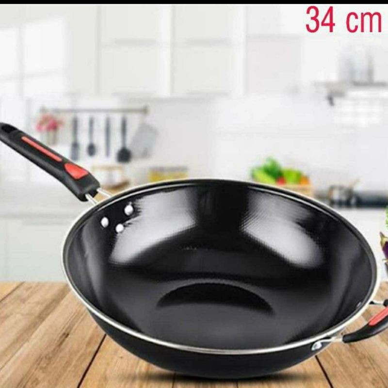 Kuali Penggorengan Enamel Gagang